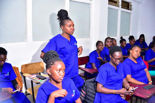 Students participating in a community health drive.