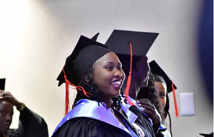 A group of medical students in a classroom setting.